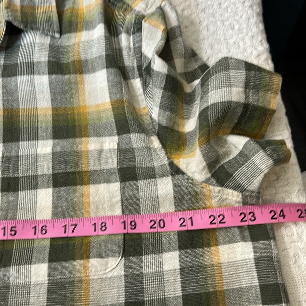 ROWM Men's Plaid Short sleeve Shirt in Green and Yellow Size Large - Picture 7 of 8